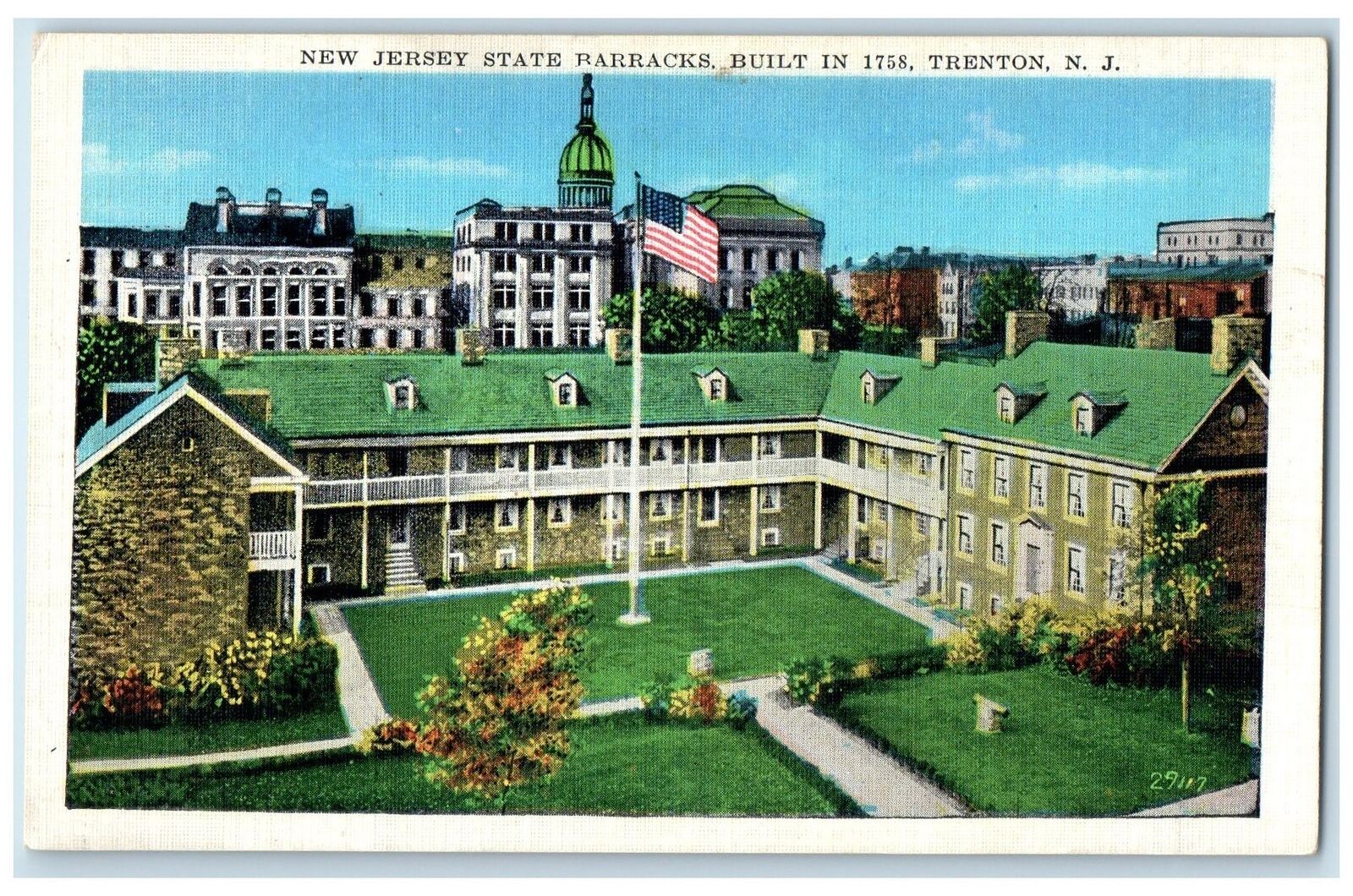 c1920\'s New Jersey State Barracks Built In 1758 Trenton New Jersey NJ Postcard