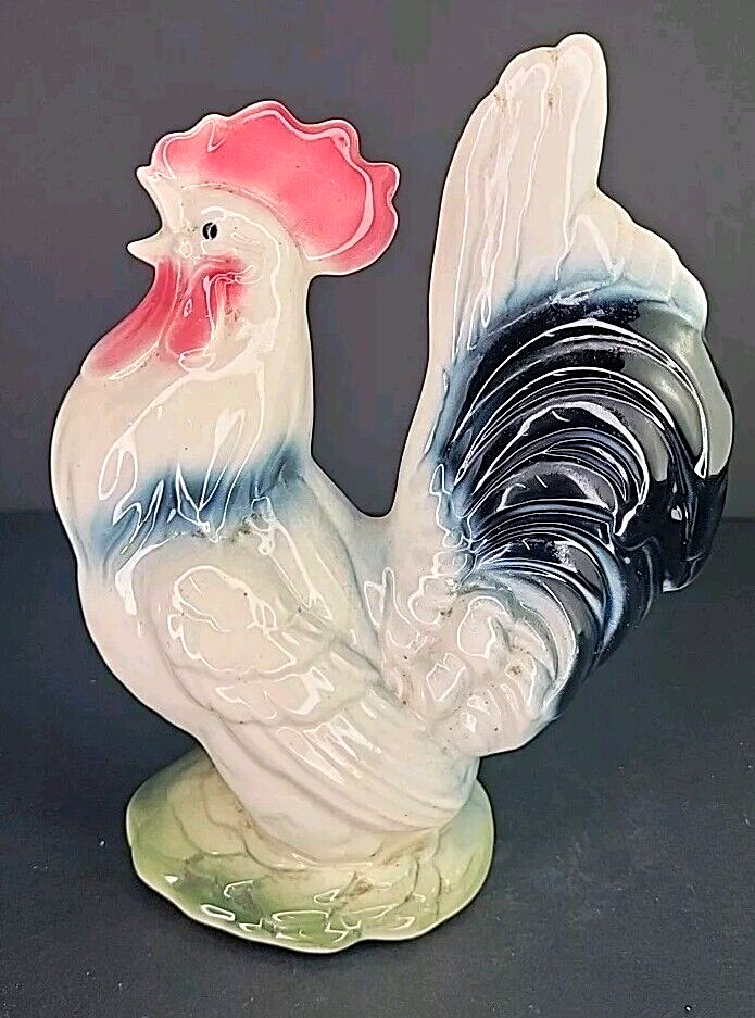 Vintage 1940's Royal Copley White Rooster Chicken Figurine Farmhouse Decor MCM