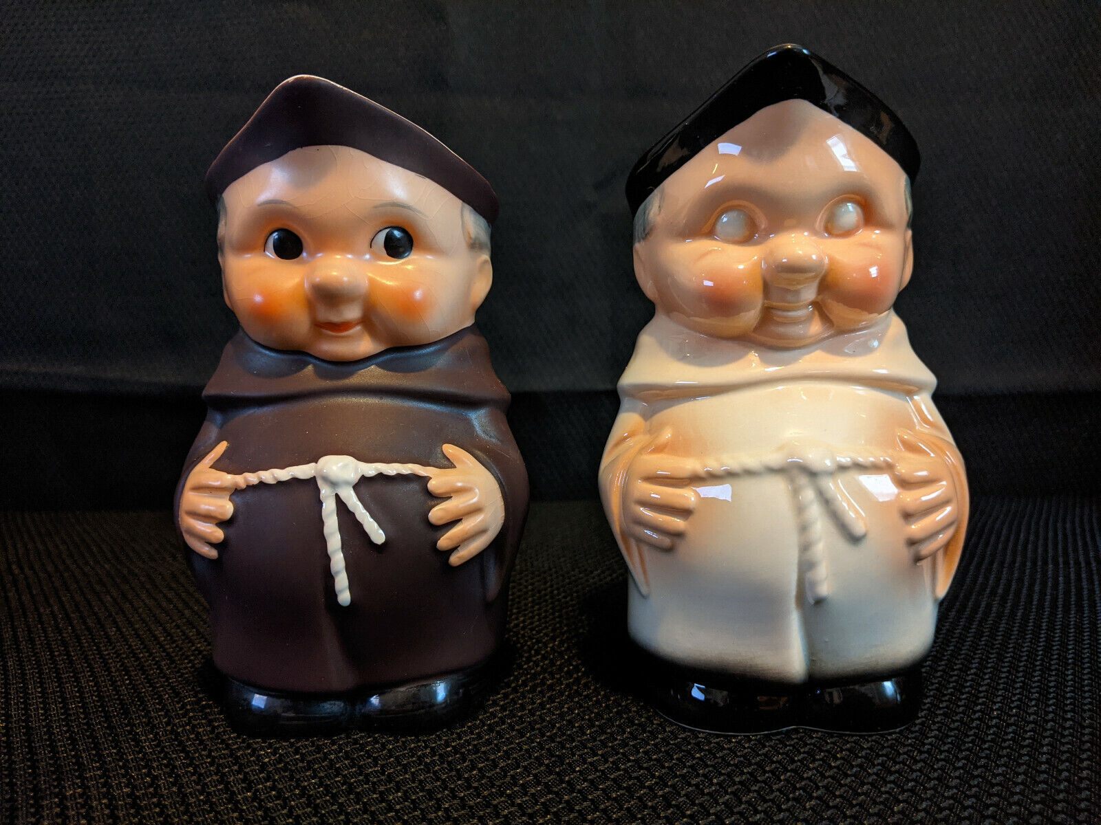 Goebel White & Brown Friar Tuck Handled Creamers/Pitchers S-141/1 EC 5 1/2\