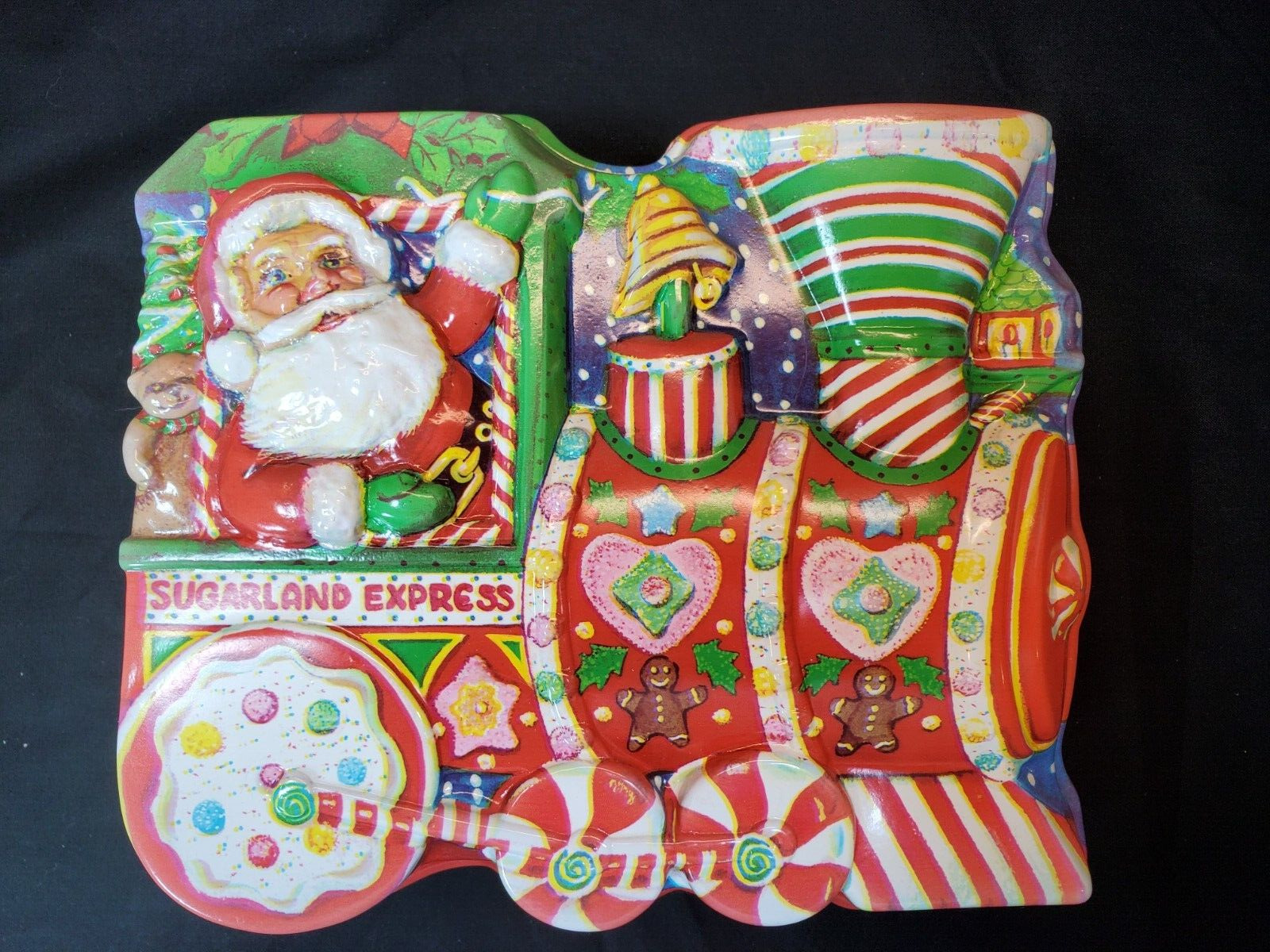 Vintage Christmas Cookie Container Plastic Santa Workshop Collectible Ullman