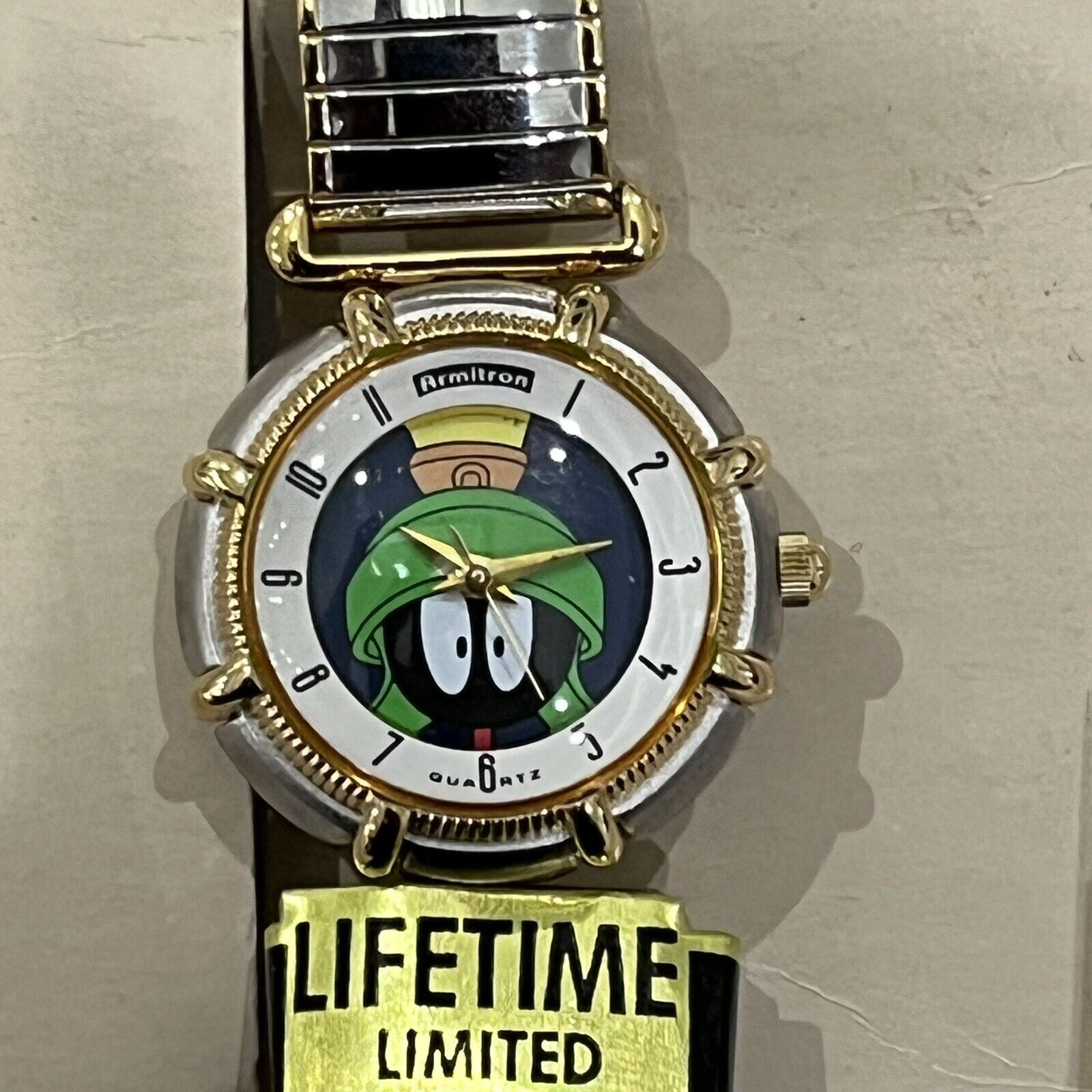 90’s Looney Tunes Armitron Watch Marvin The Martian Silver And Gold Tone NEW