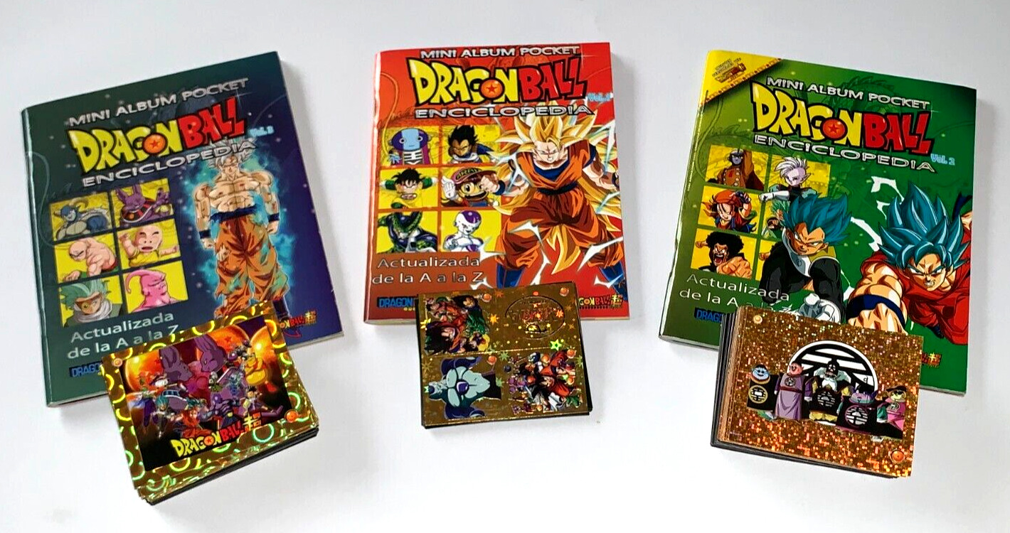 Mini ALBUM Pocket x3 DRAGON BALL Encyclopedia + Stickers Full Set PERU Edition