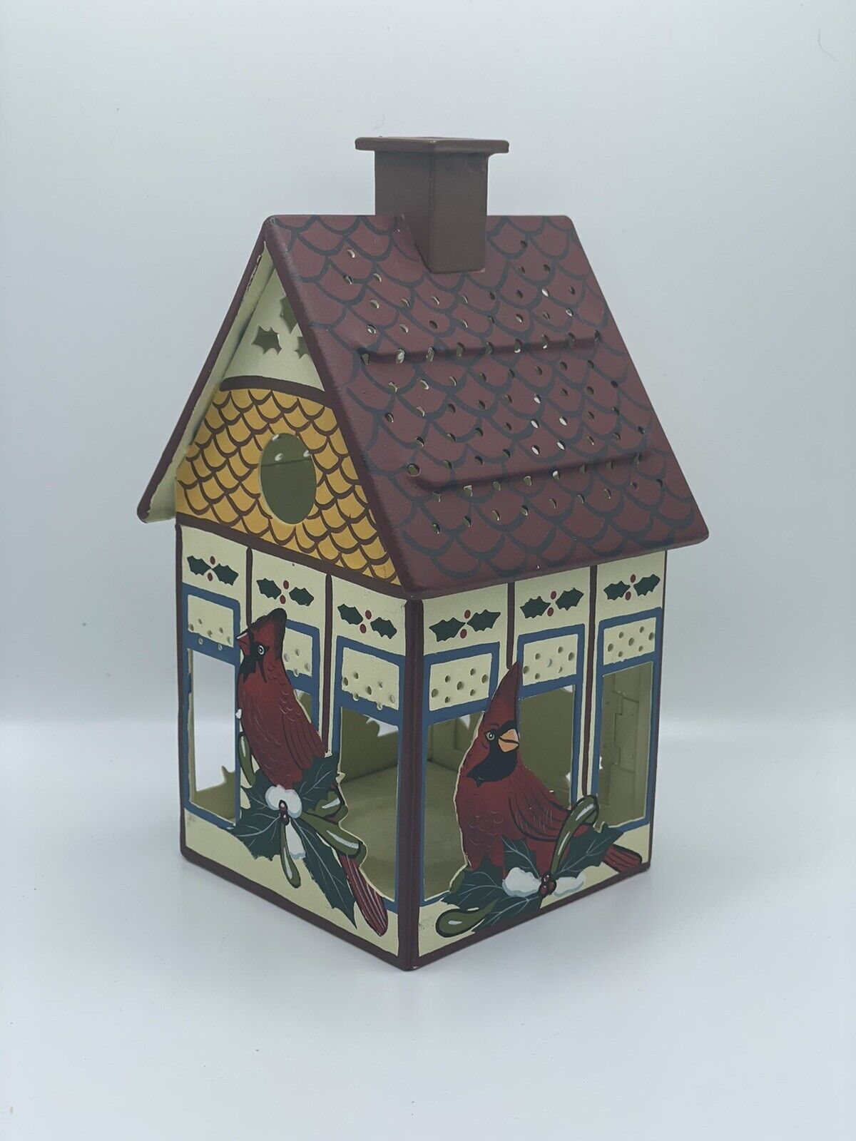 Lenox 'For The Holidays' Winter Greetings Toleware Cardinal Birdhouse Votive