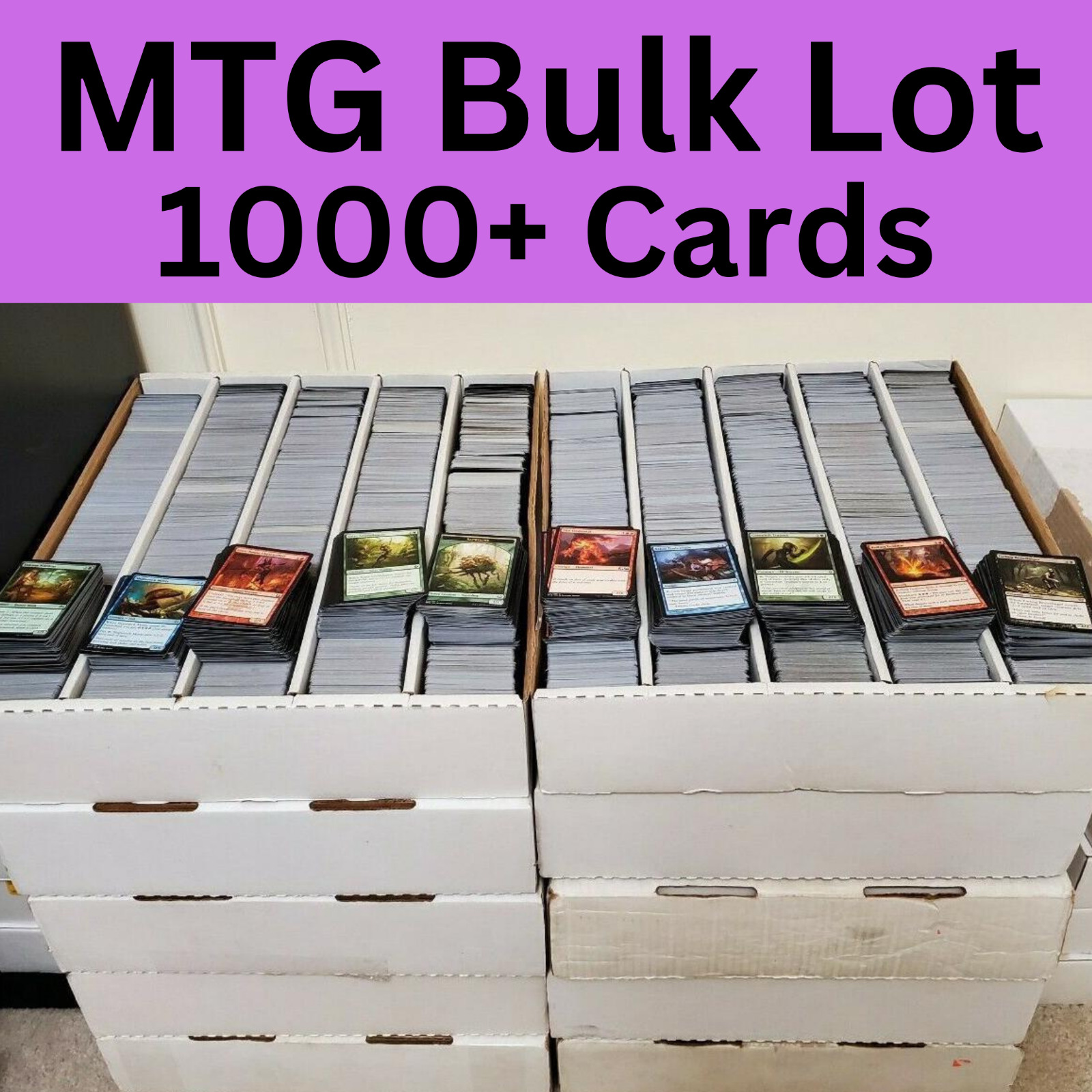 MAGIC THE GATHERING 1000 UNSORTED BULK MTG JOB LOT CARDS - MANY RARES + HOLOS