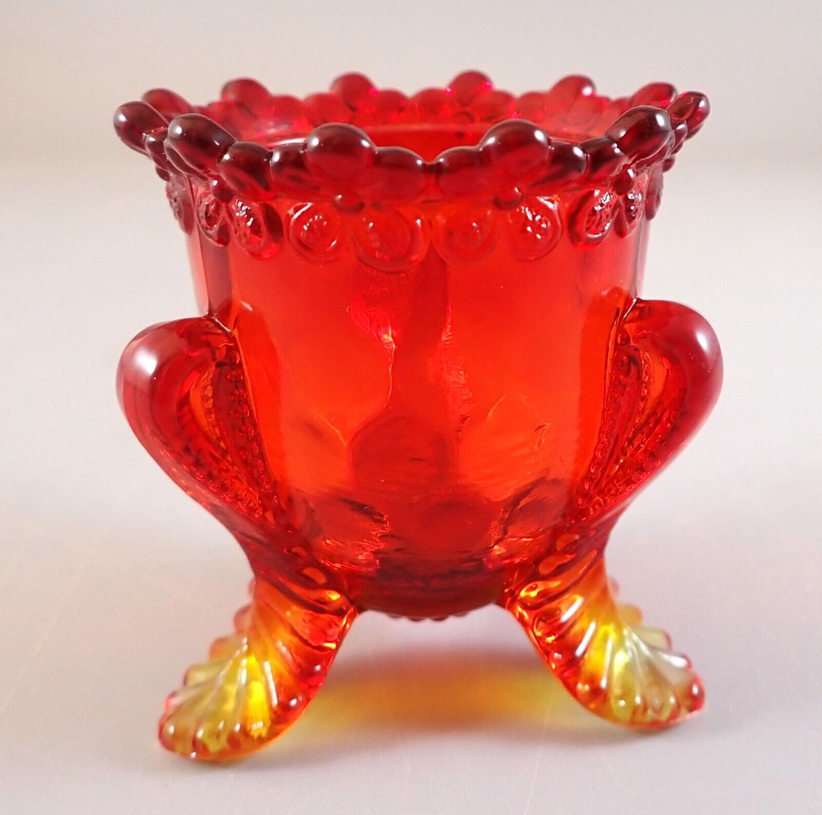 Degenhart Amberina Footed Forget Me Not Glass Toothpick / Match Holder