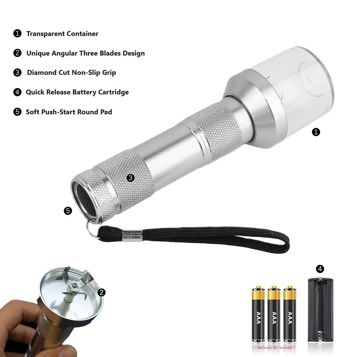Silver Tobacco Herb Spice Electric Grinder