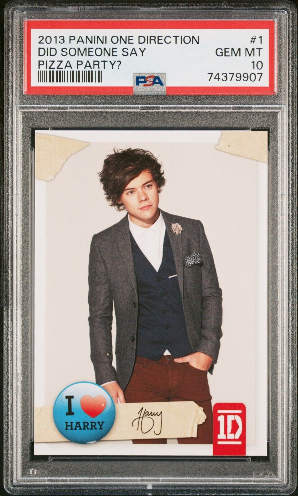 Harry Styles 2013 Panini One Direction #1 Rookie RC Pizza Party PSA 10 Gem Mint