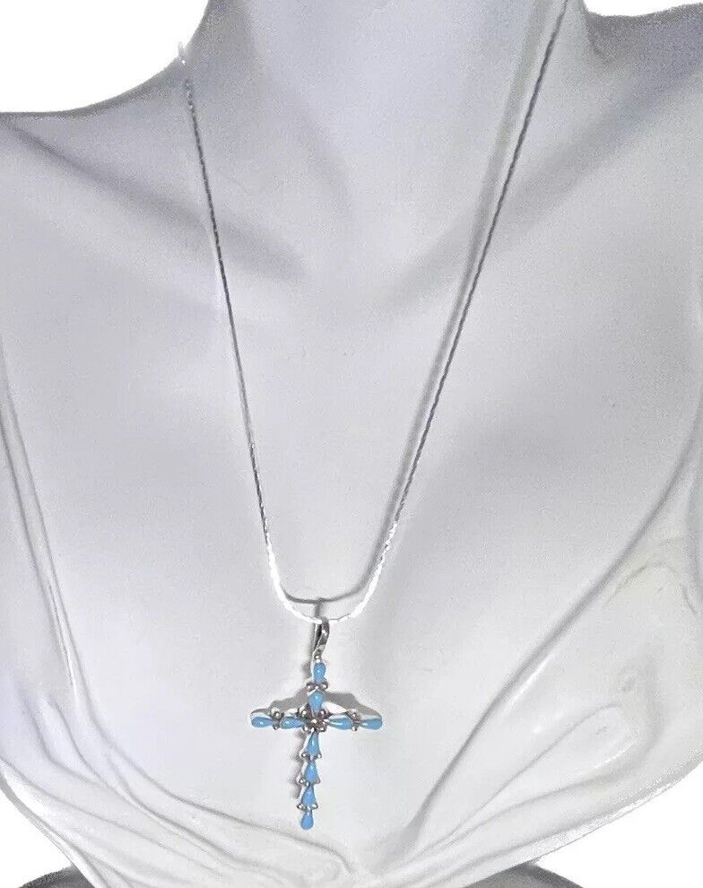 Navajo Sterling  Turquoise Cross Necklace #145