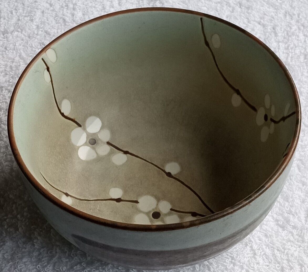 Vintage Kotobuki Bowl  Early Spring Blossoms Blue Pottery Made In Japan