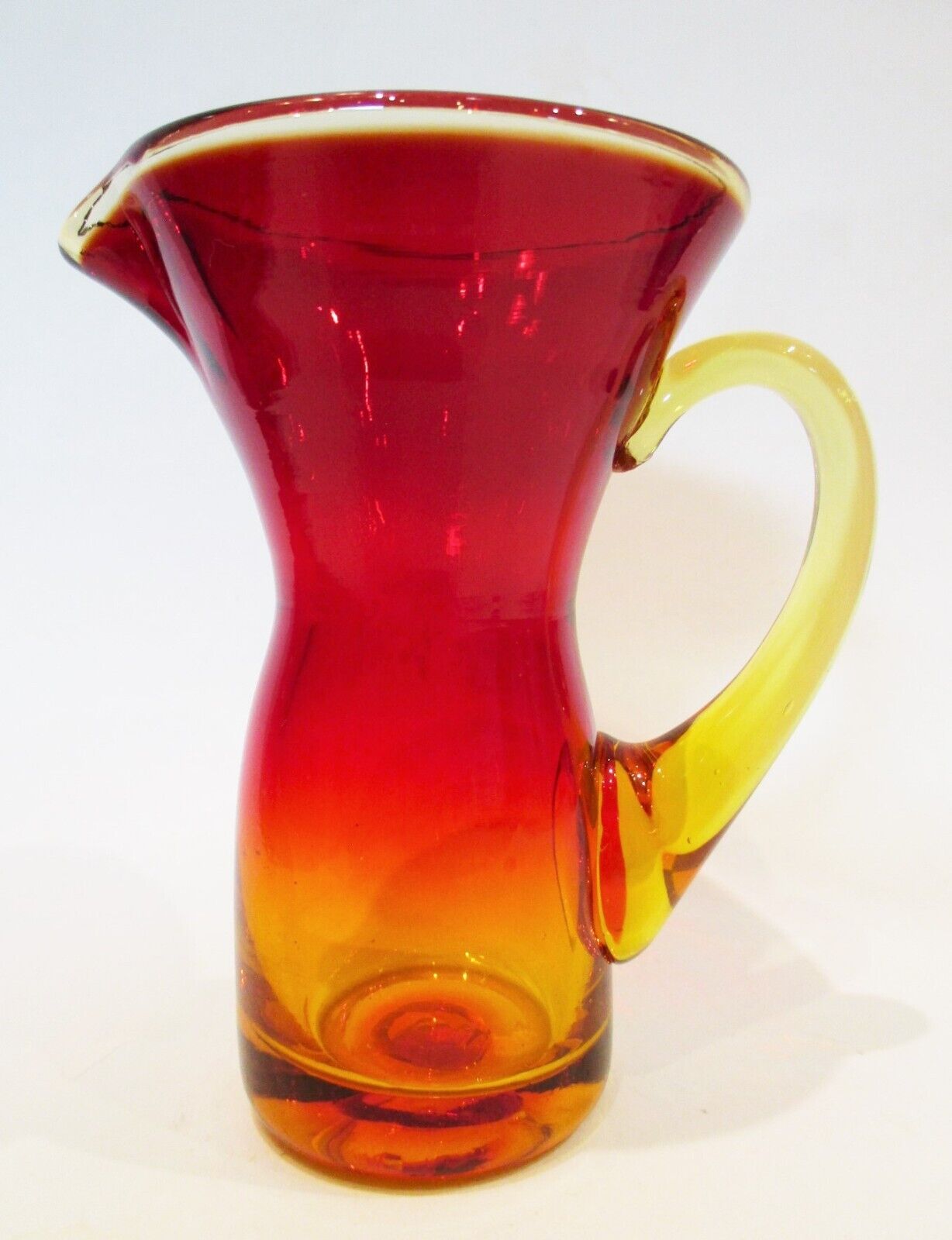 Vintage Amberina Glass Mini Pitcher or Creamer Red Yellow Kanawha? Pilgrim?