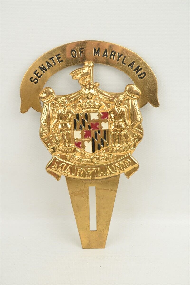 Large Vintage Senate of Maryland Metal License Topper Emblem 8.5\