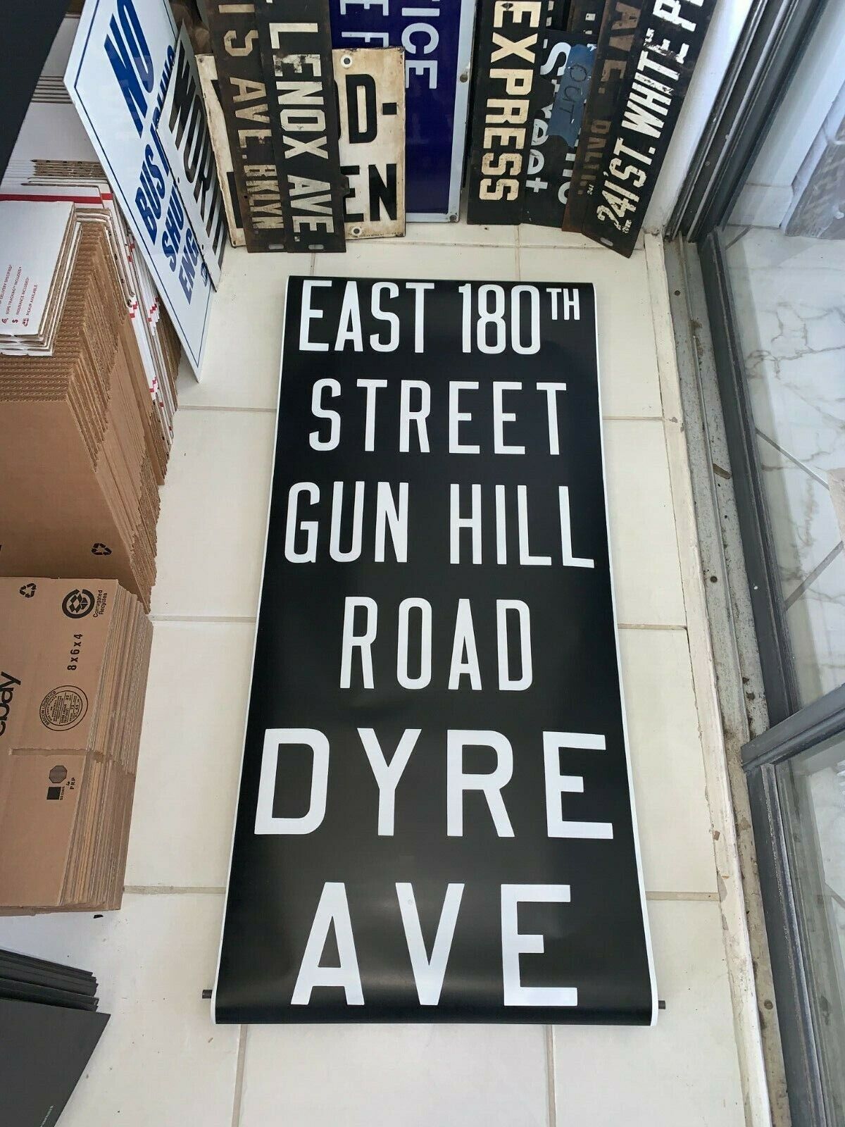 BRONX NY NYC SUBWAY ROLL SIGN GUN HILL ROAD DYRE AVE WILLIAMSBRIDGE WHITE PLAINS