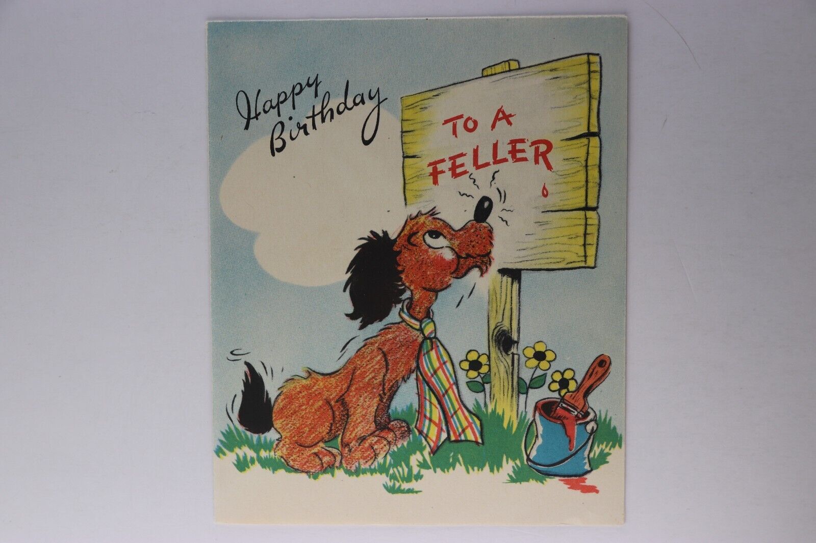 Vintage Happy Birthday Card To a Feller Farm Puppy Buzza Cardoso Hollywood 1952