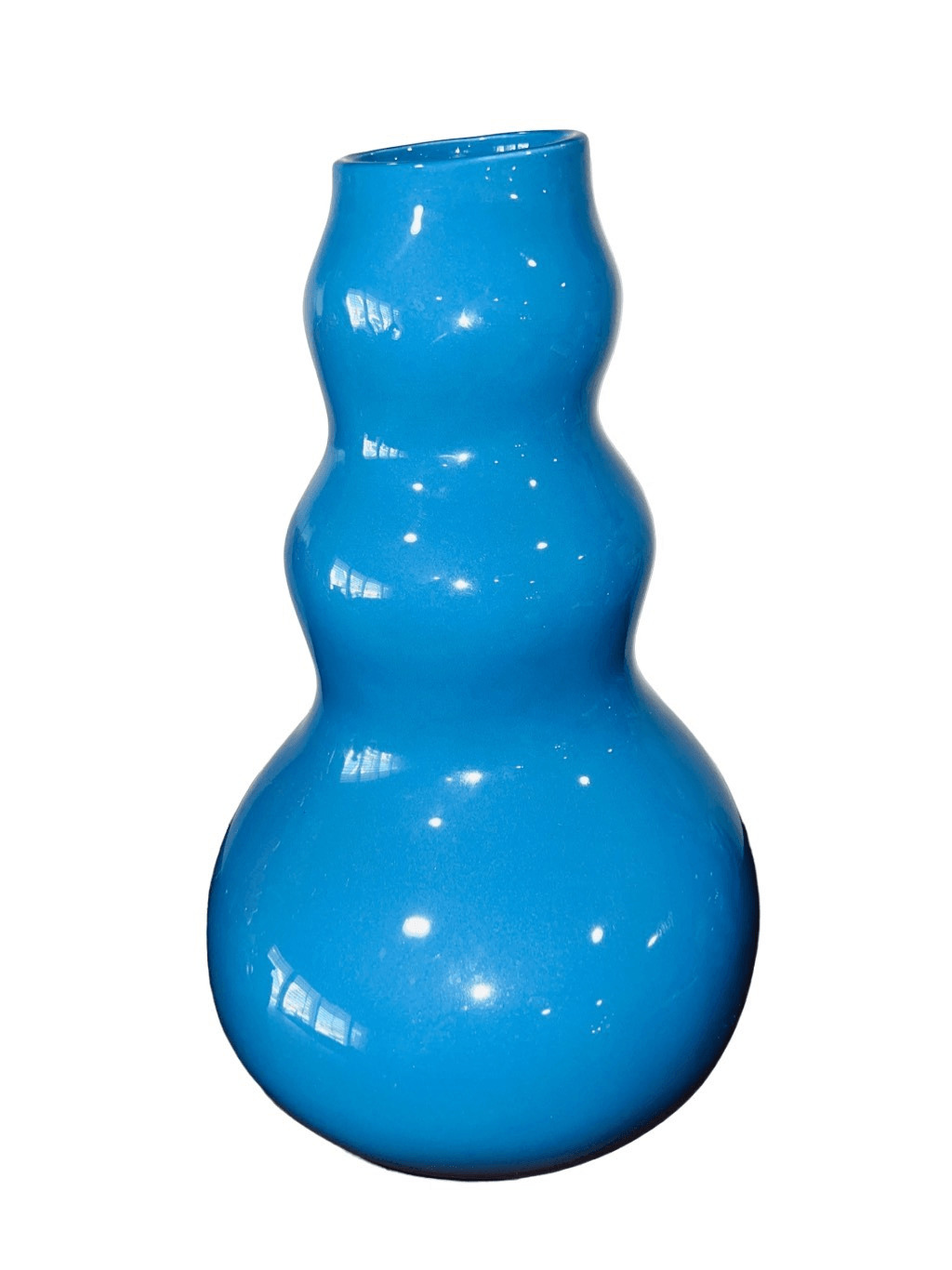Nocal LDA Portugal Large Blue Ceramic Triple Gourd Vase