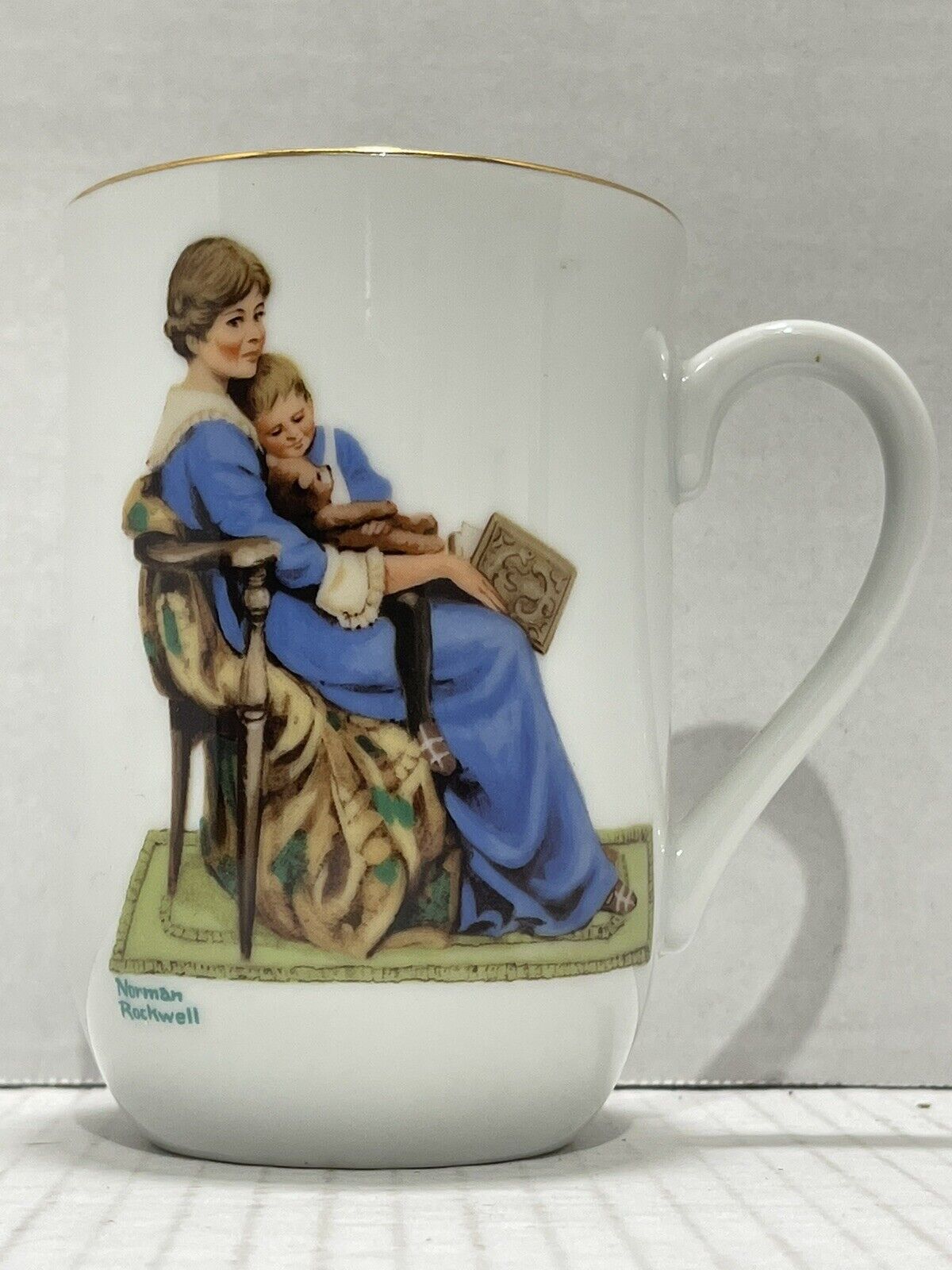 Bedtime Cup Norman Rockwell Museum Porcelain  1986 Vintage