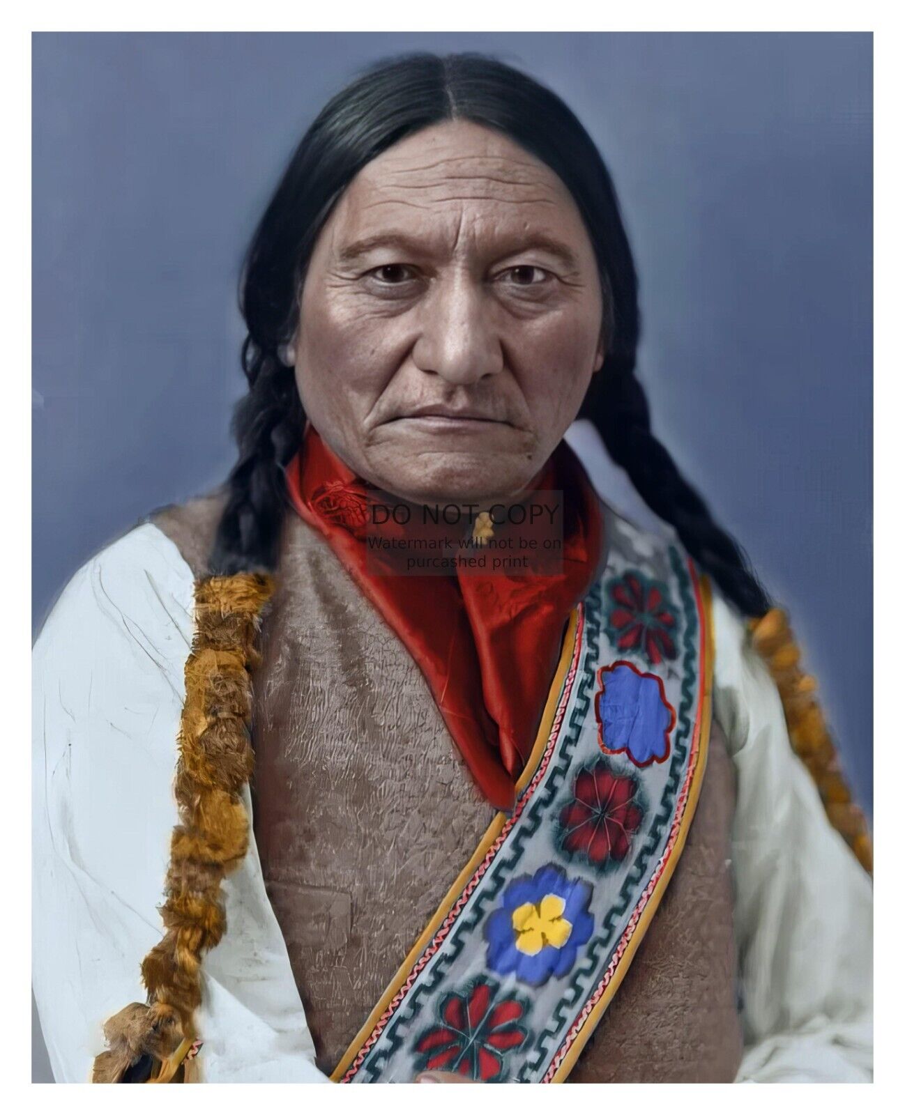 SITTING BULL NATIVE AMERICAN CHIEF COLORIZED 8X10 PHOTO