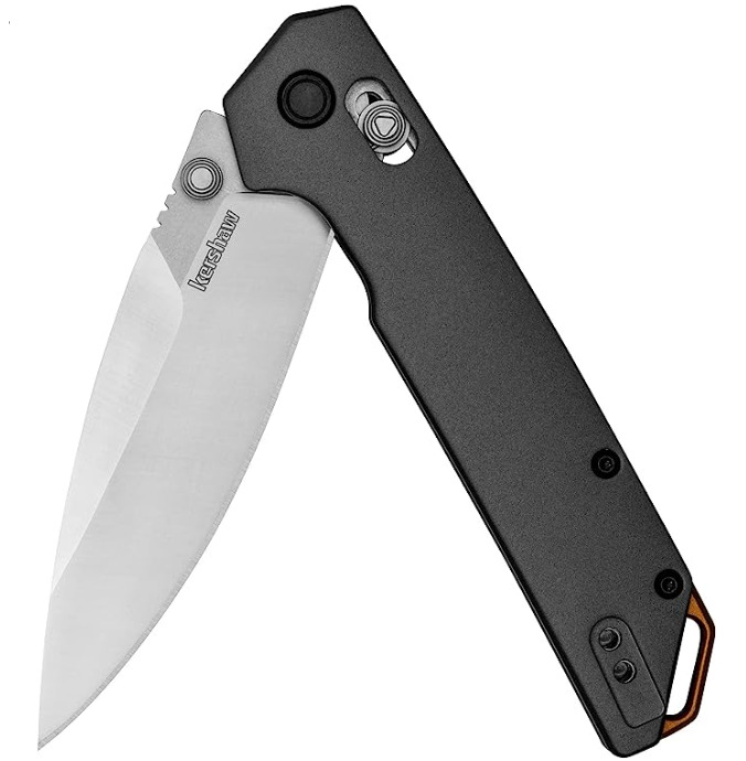 Kershaw Iridium Folding Knife, 3.4 inch D2 Steel Blade - Grey Aluminum Handle