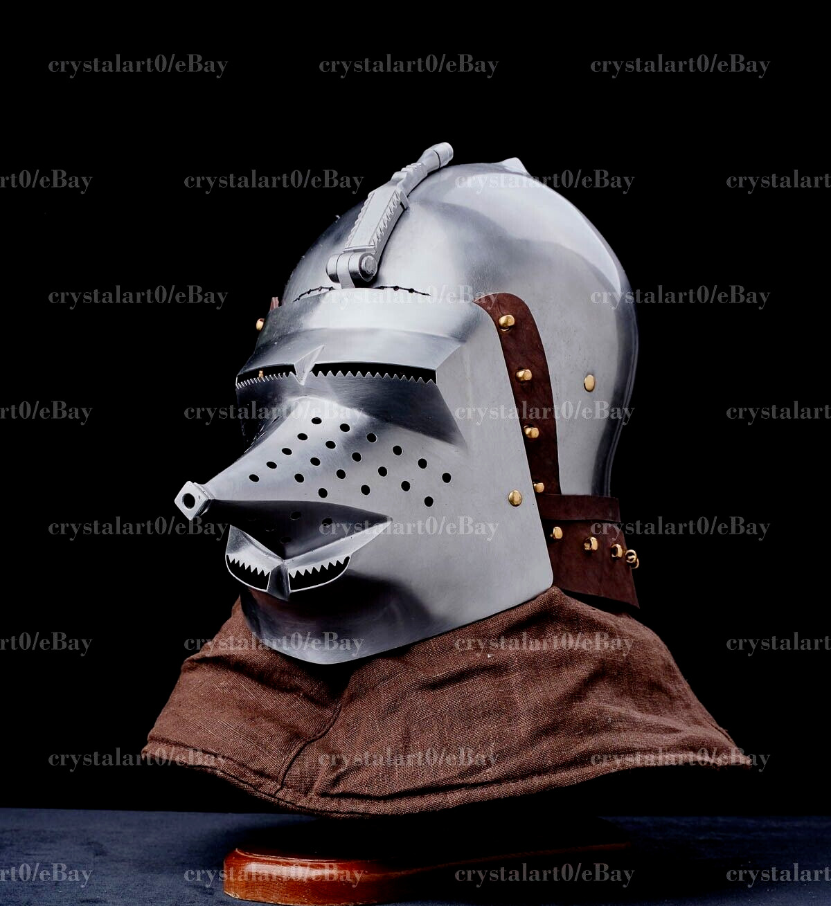 18GA Medieval HMB Bascinet Hounskull Helmet With Padding Pig Face Helmet