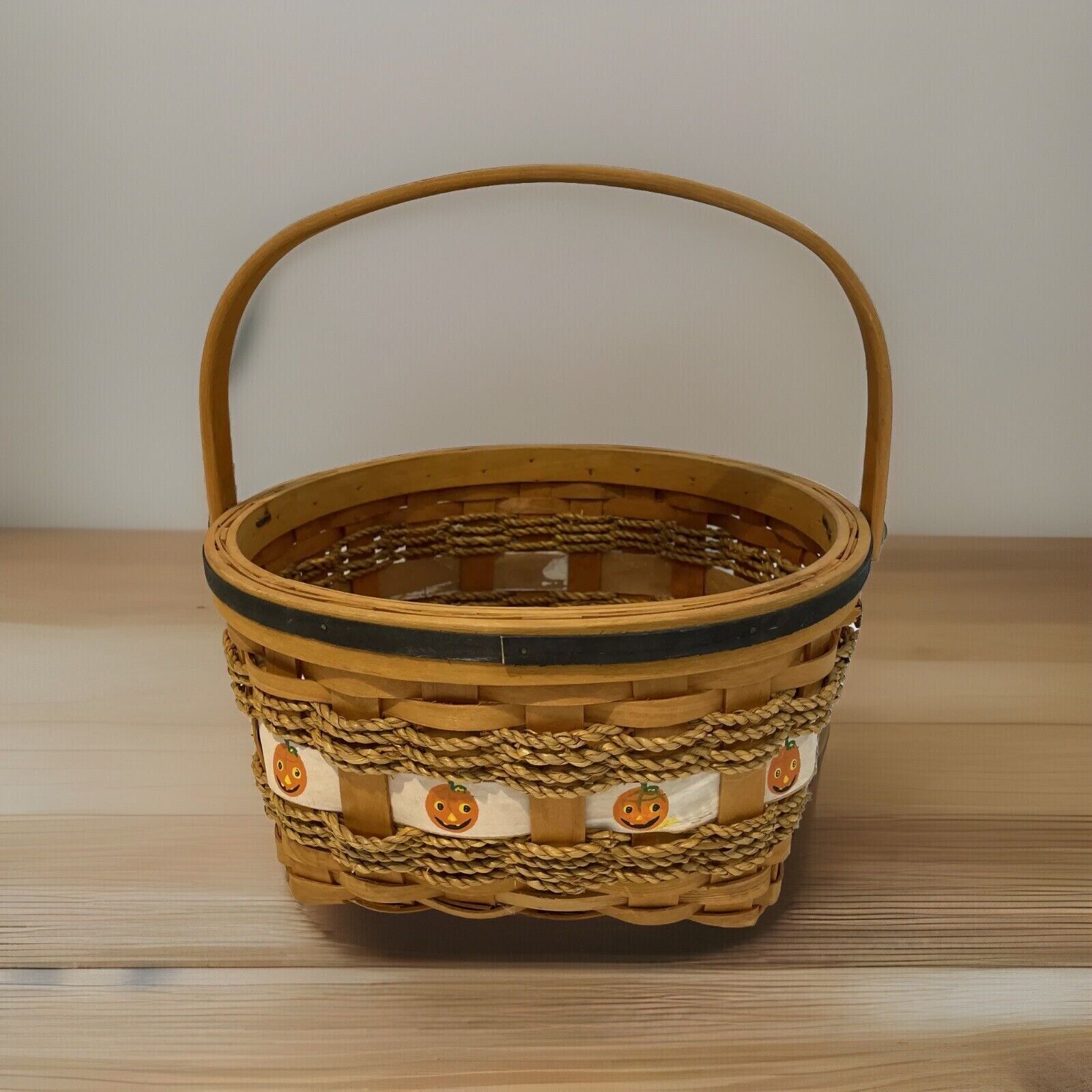 Vintage Halloween Jack-o-Lantern Pumpkin Basket Movable Handle 11\