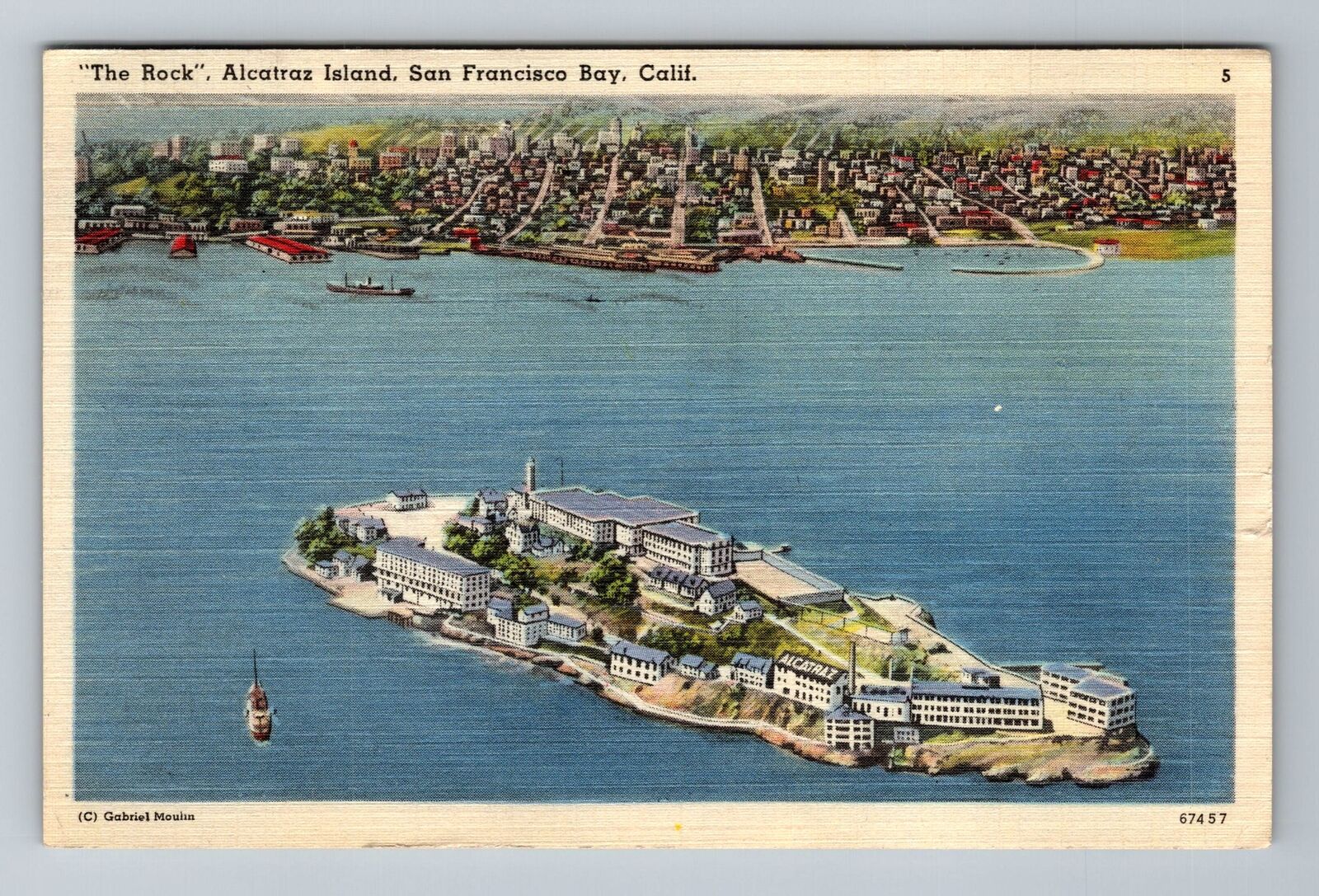 San Francisco Bay CA-California Air View The Rock Alcatraz IslVintage Postcard
