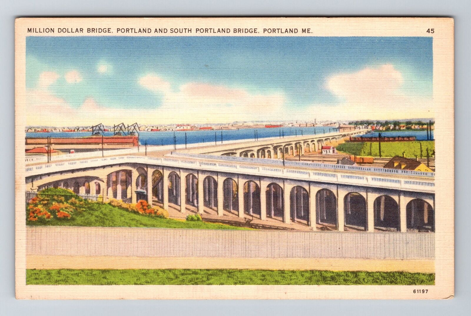 Portland ME-Maine, Million Dollar Bridge Vintage Souvenir Postcard