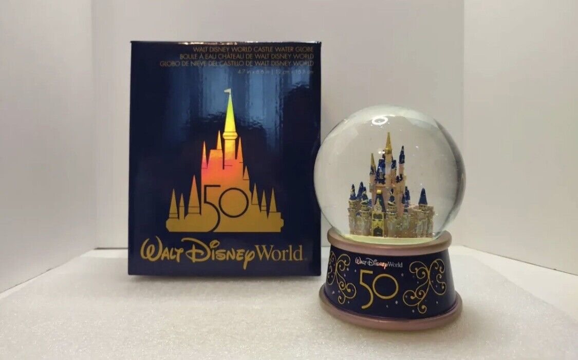 Disney 50th Anniversary Castle Musical SnowGlobe New NWT
