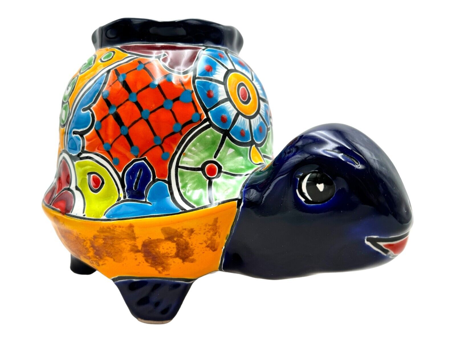 Talavera Turtle Planter Animal Pot Cute Mexican Pottery Folk Art Multicolor 12\