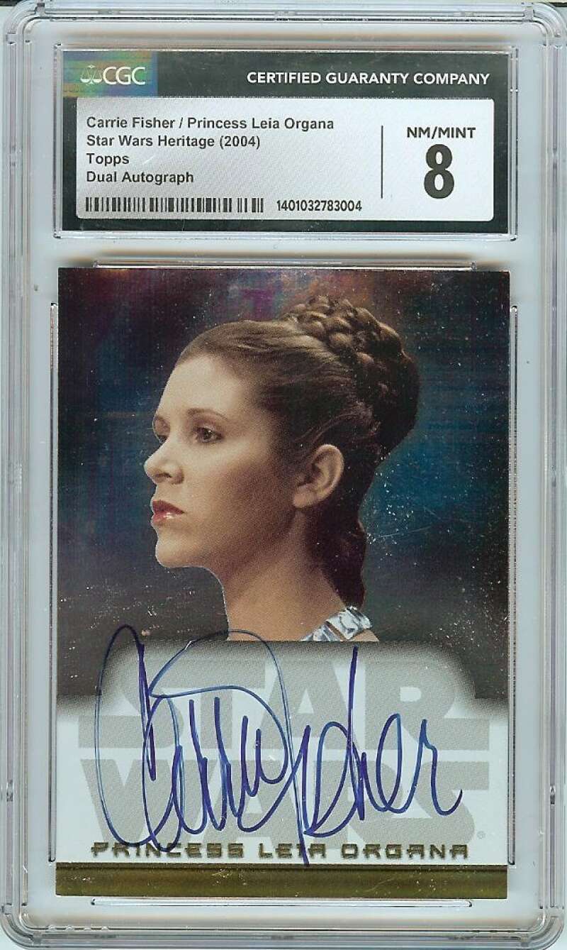 Carrie Fisher 2004 Star Wars Heritage Topps Signed CGC 8 Auto 10 Princess Leia A