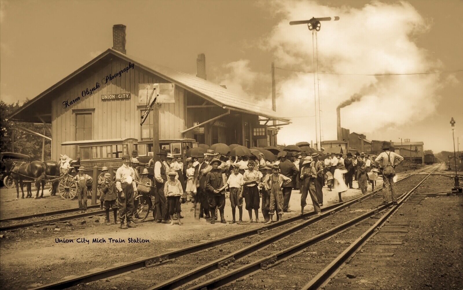 RPPC Photo Union City, Michigan Train Station 1900’s