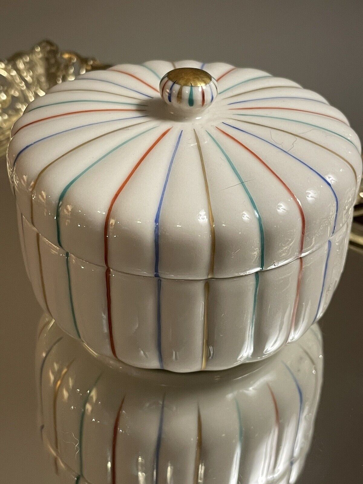Kyo Kiyomizu Yaki Ware  Vintage Japanese Covered Porcelain Rainbow Trinket Gift
