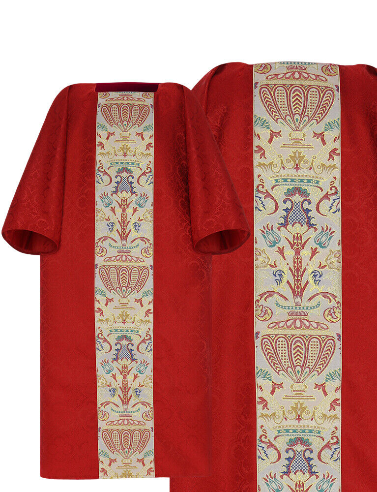 Red Gothic Dalmatic with stole Coronation Tapestry Vestment D115C25