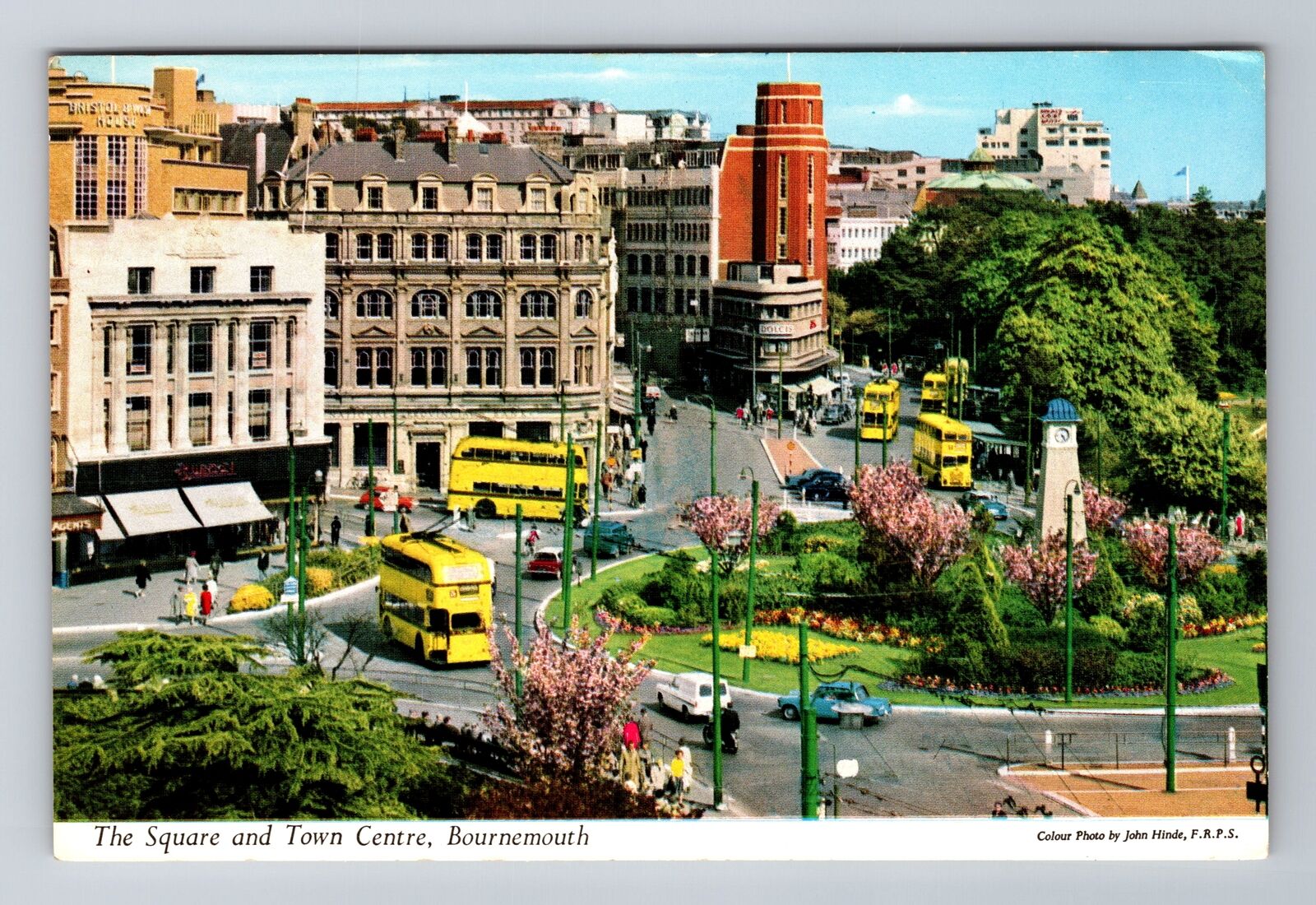 Bournemouth-England, Square and Town Centre, Antique Vintage Souvenir Postcard