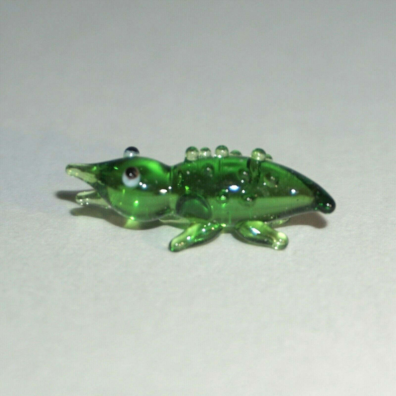 Ganz Miniature World Collectibles Blown Glass Alligator Crocodile Green #EK4046