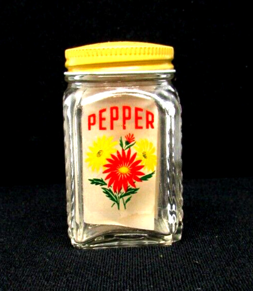 Vintage Tipp City Red & Yellow Floral Pepper Shaker NOS No. 12 (PH)