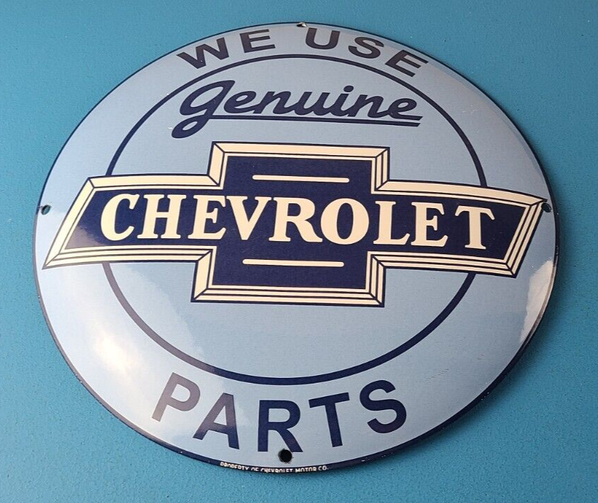 Vintage Chevrolet Sign - Porcelain Button Convex Sales Dealer Gas Oil Pump Sign