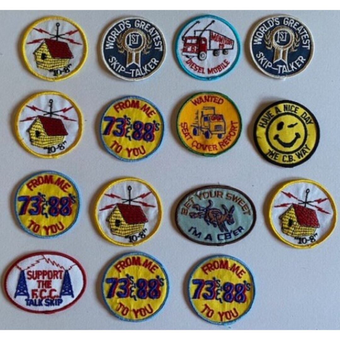 Lot of 15 Vintage CB Radio Patches. From Me To You 73s & 88s/10-8