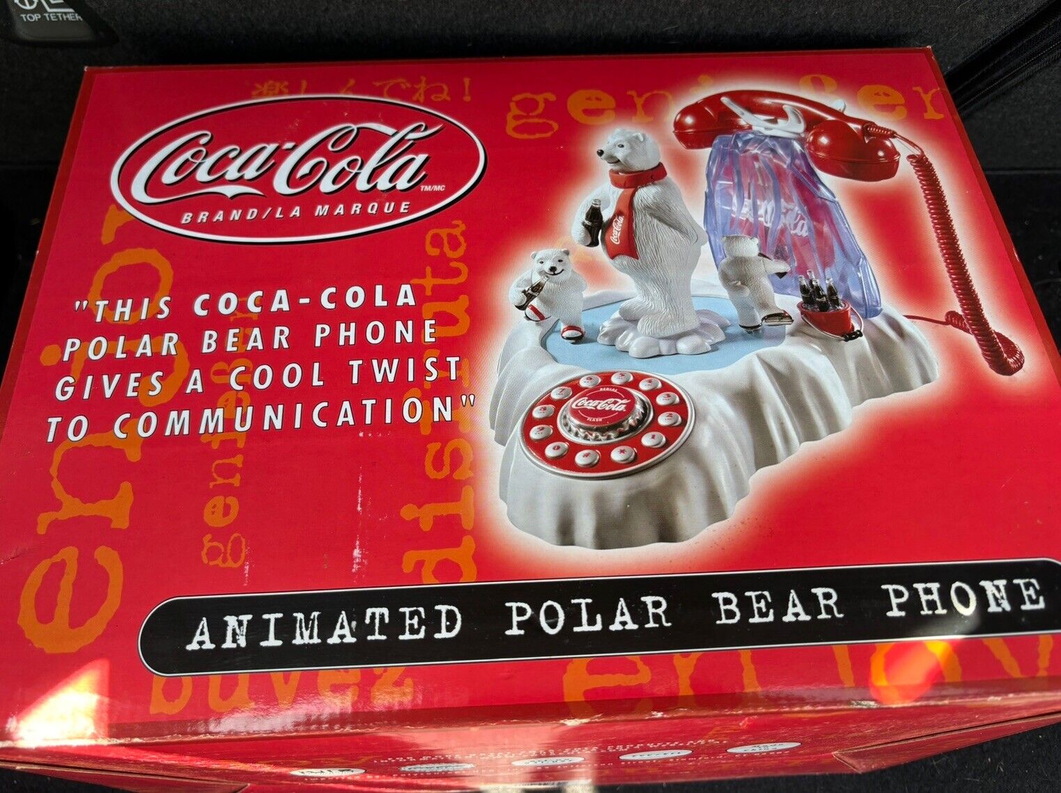 Vintage Coca Cola Animated Polar Bear Phone ~ Open Box ~ NOS