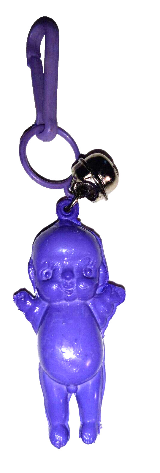 Vintage 1980s Plastic Charm Purple Kewpie Doll Boy Baby Clip On Retro