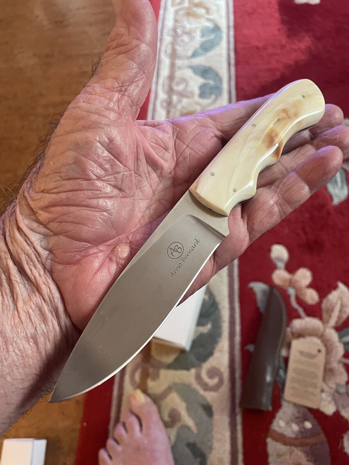 Arno Bernard Custom Knife , The Cheetah with Wart Hog tusk handle