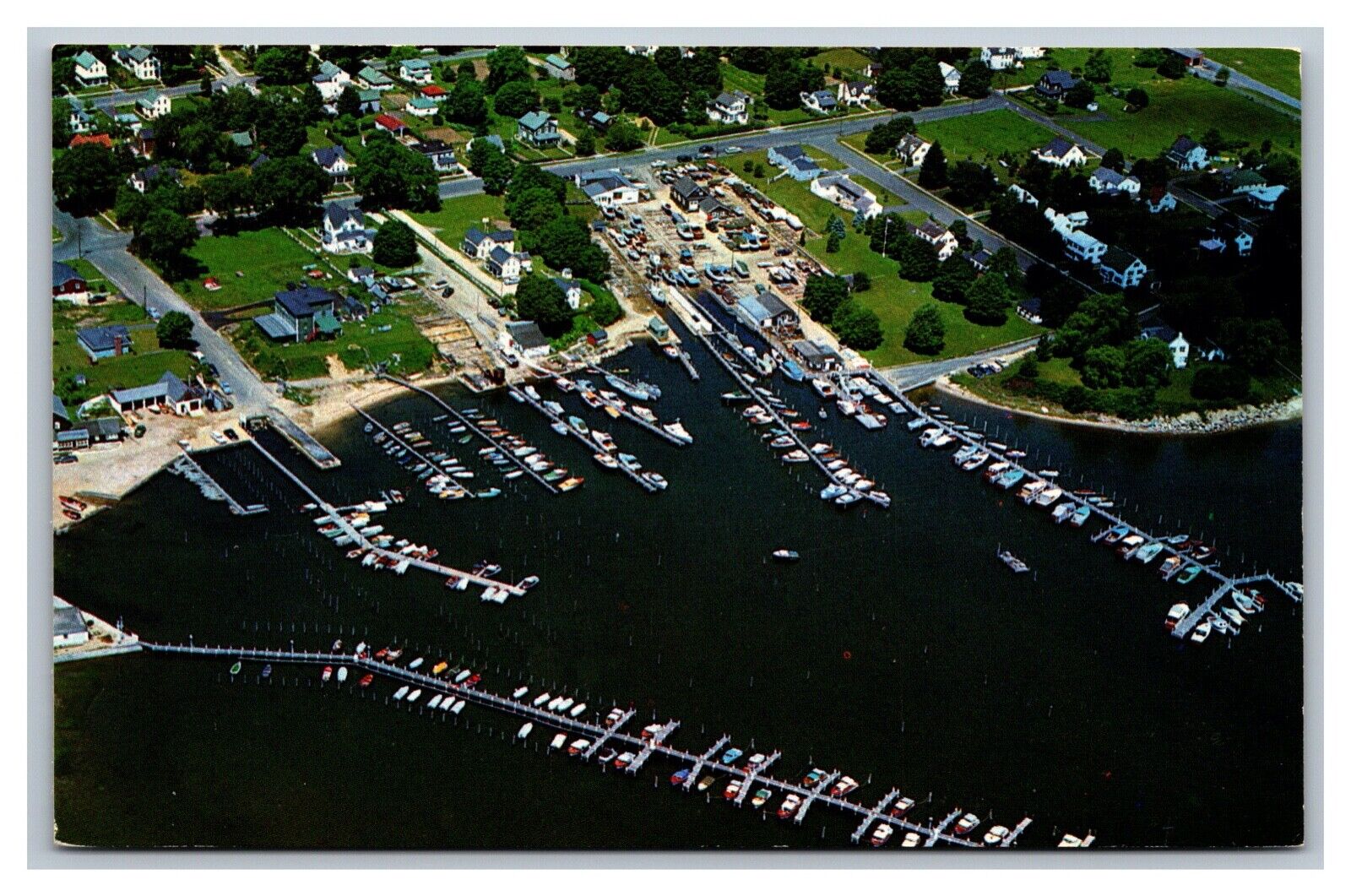 Niantic, CT Connecticut Aerial View Docking Facilities at River Chrome Postcard 