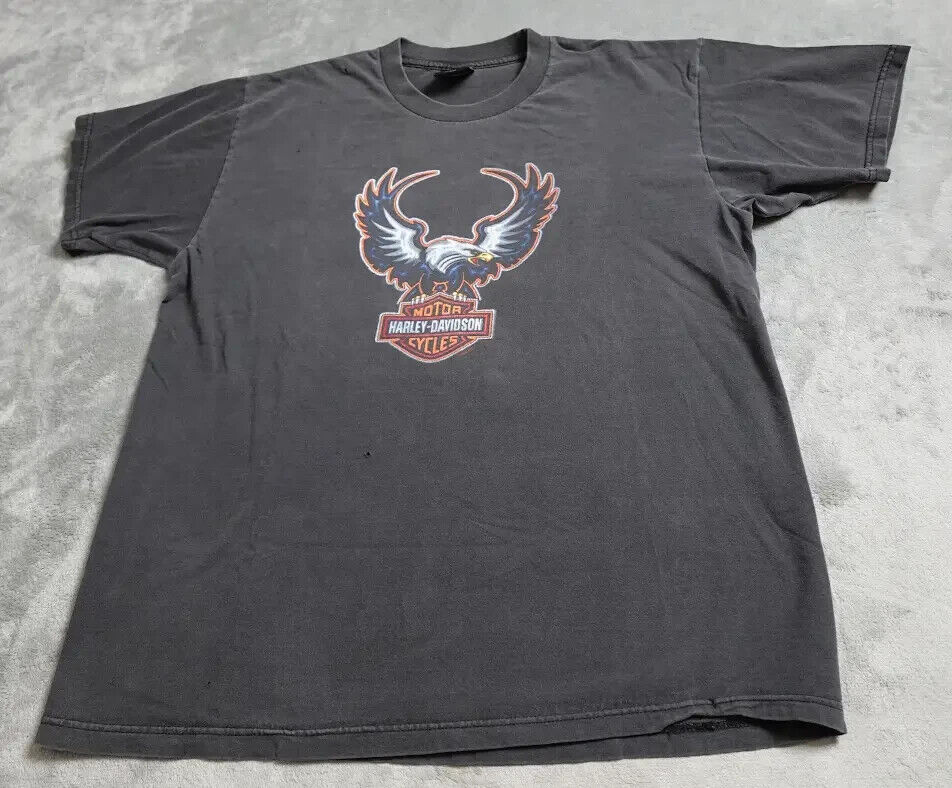 Vintage Harley Davidson Shirt Men's XL Black Graphic Pullover Short Sleeve