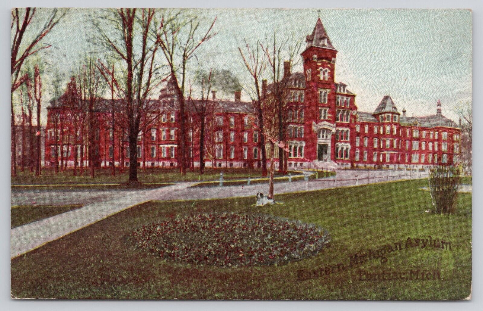 Eastern Michigan Asylum Insane Pontiac Michigan Posted 1909 Antique Postcard