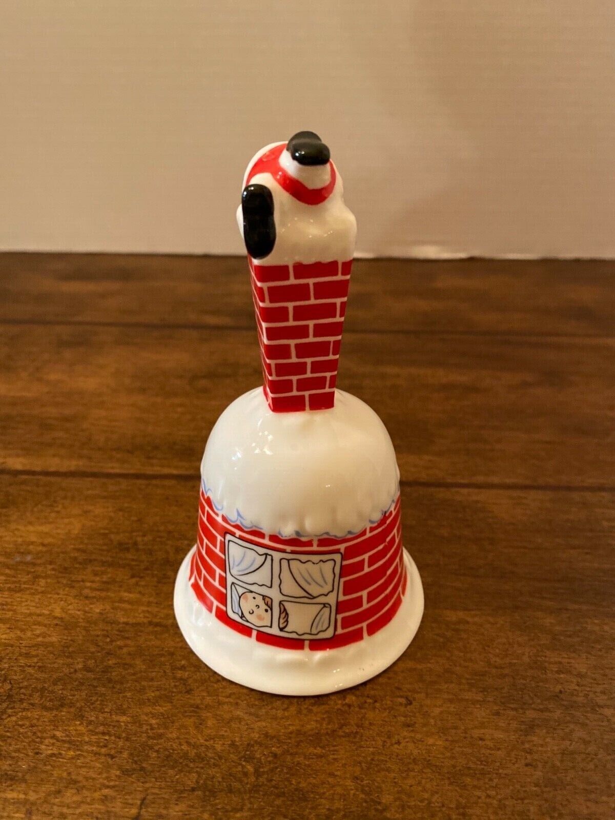 Christmas Santa Stuck in Red Brick Chimney Bell Bone China Porcelain VTG 8” S2