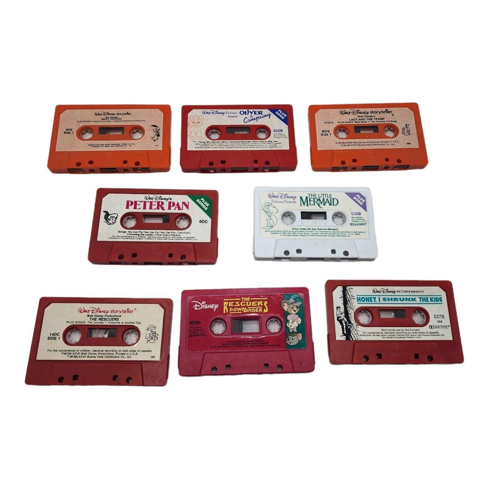 Lot of 8 Vintage Walt Disney Storyteller & Songs Audio Cassette Tapes