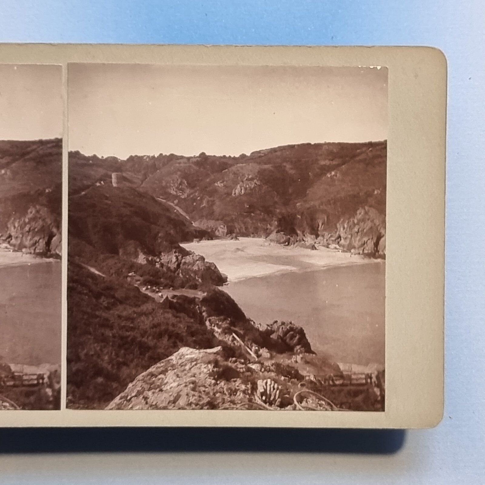 Guernsey Stereoview 3D C1921 Real Photo Saints Bay Beach Channel Islands