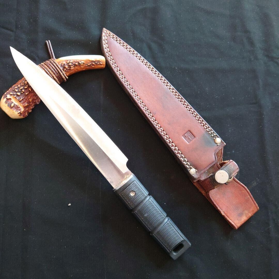 Al Mar Ryobi Fixed Blade Knife w/ Sheath Rare Japan AS-IS *240417