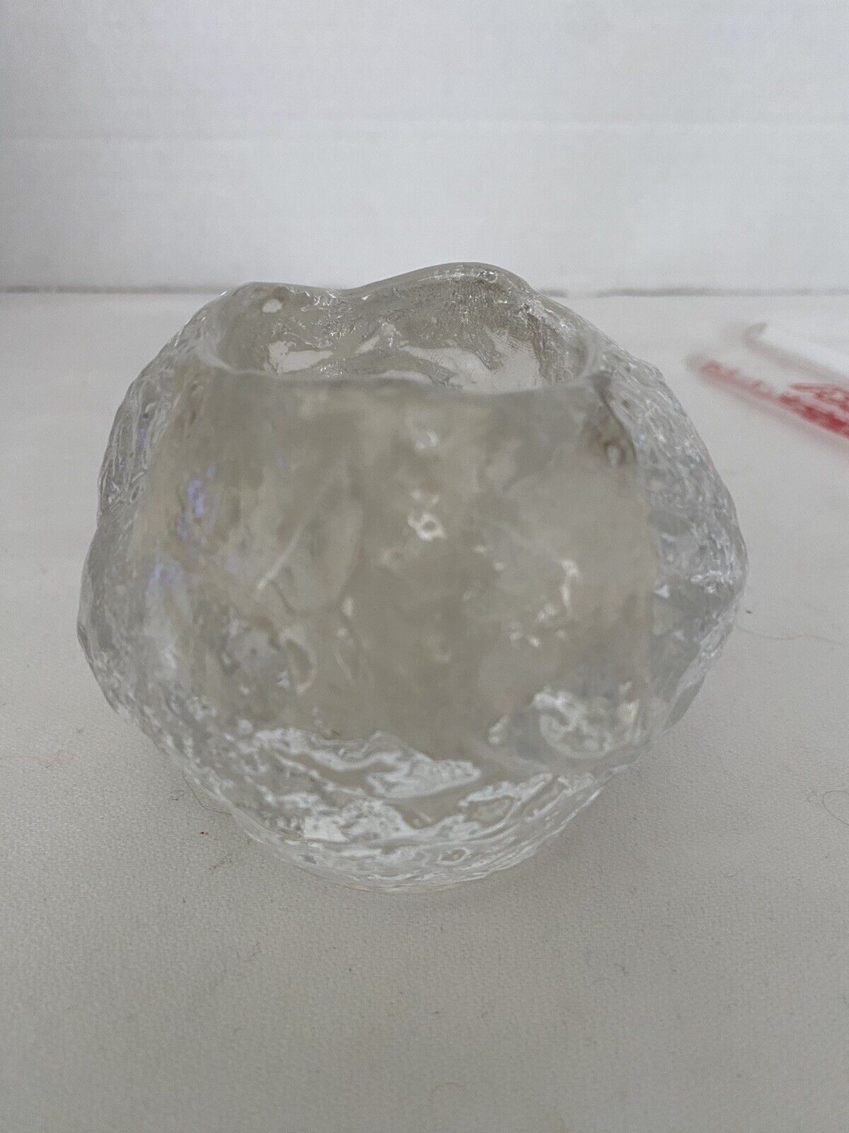 Vintage Clear Snowball Glass Heavy Votive Candle Holder