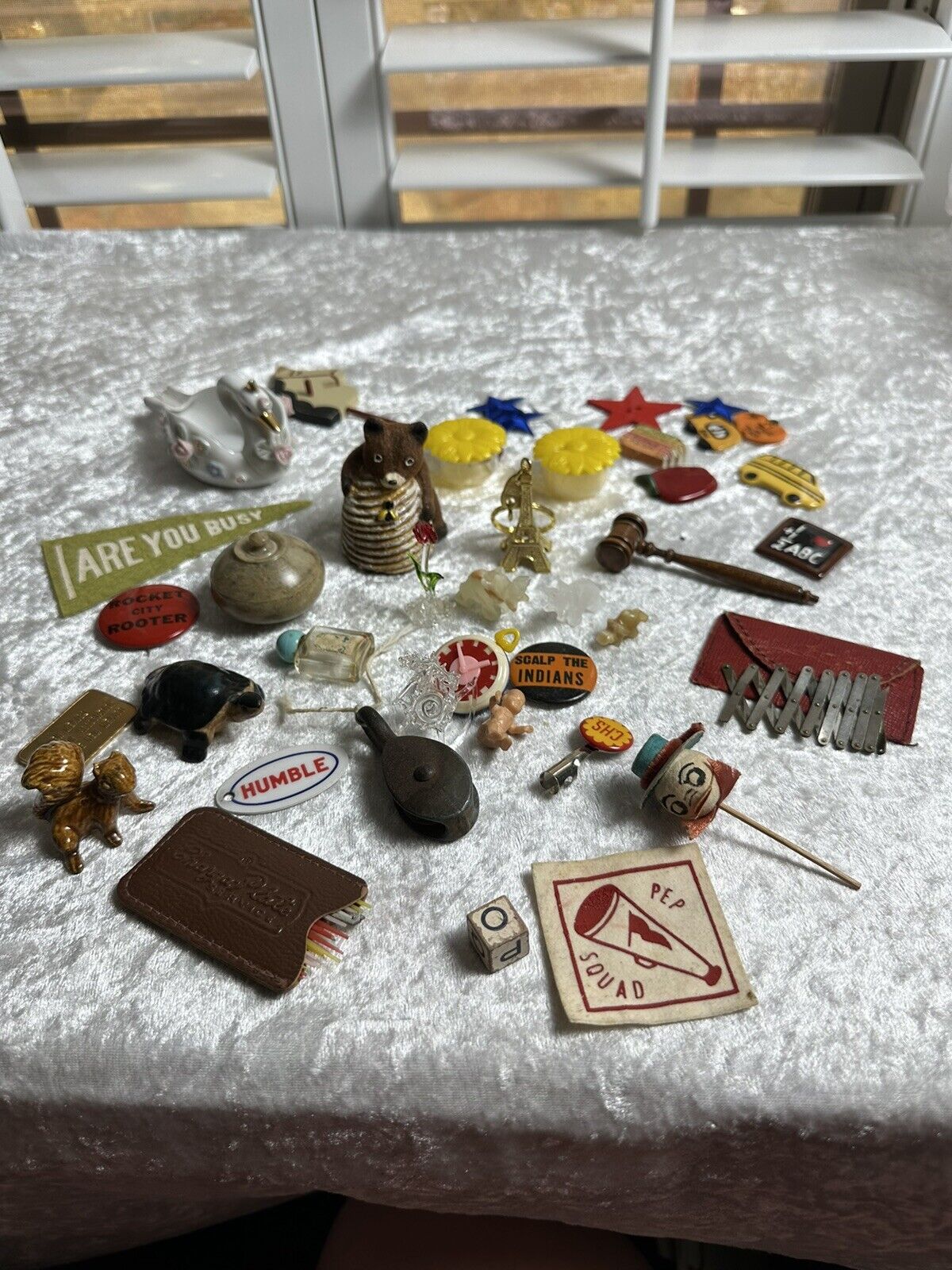 Vintage Miniature Lot, Glass Chair, Squirrel, Bee Bear & More 