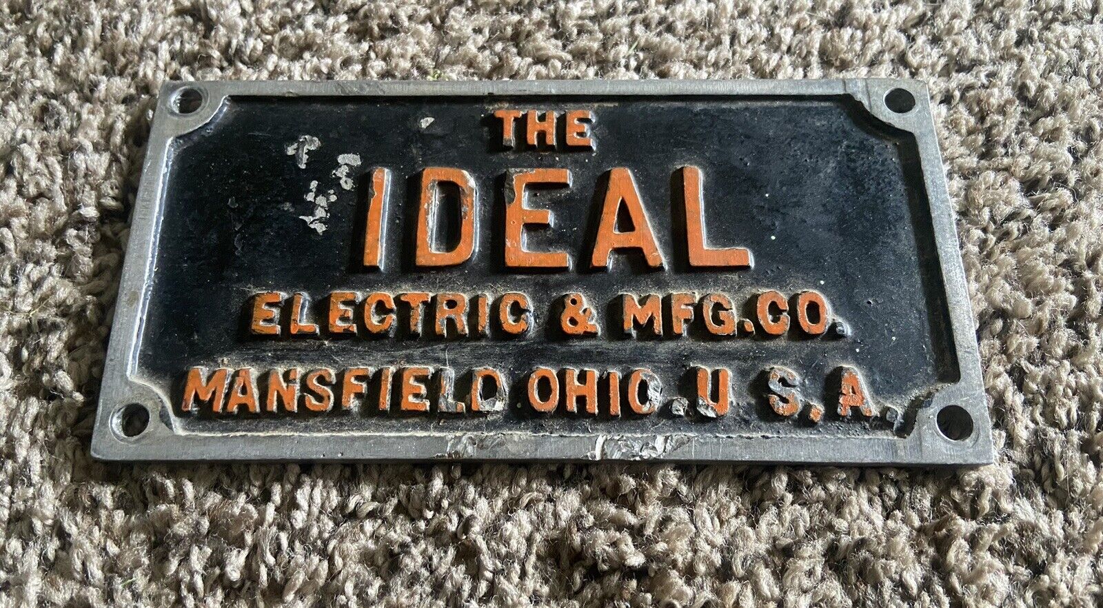 Vintage Rare Early IDEAL ELECTRIC Sign Mansfield Ohio DC Motors Advertising 