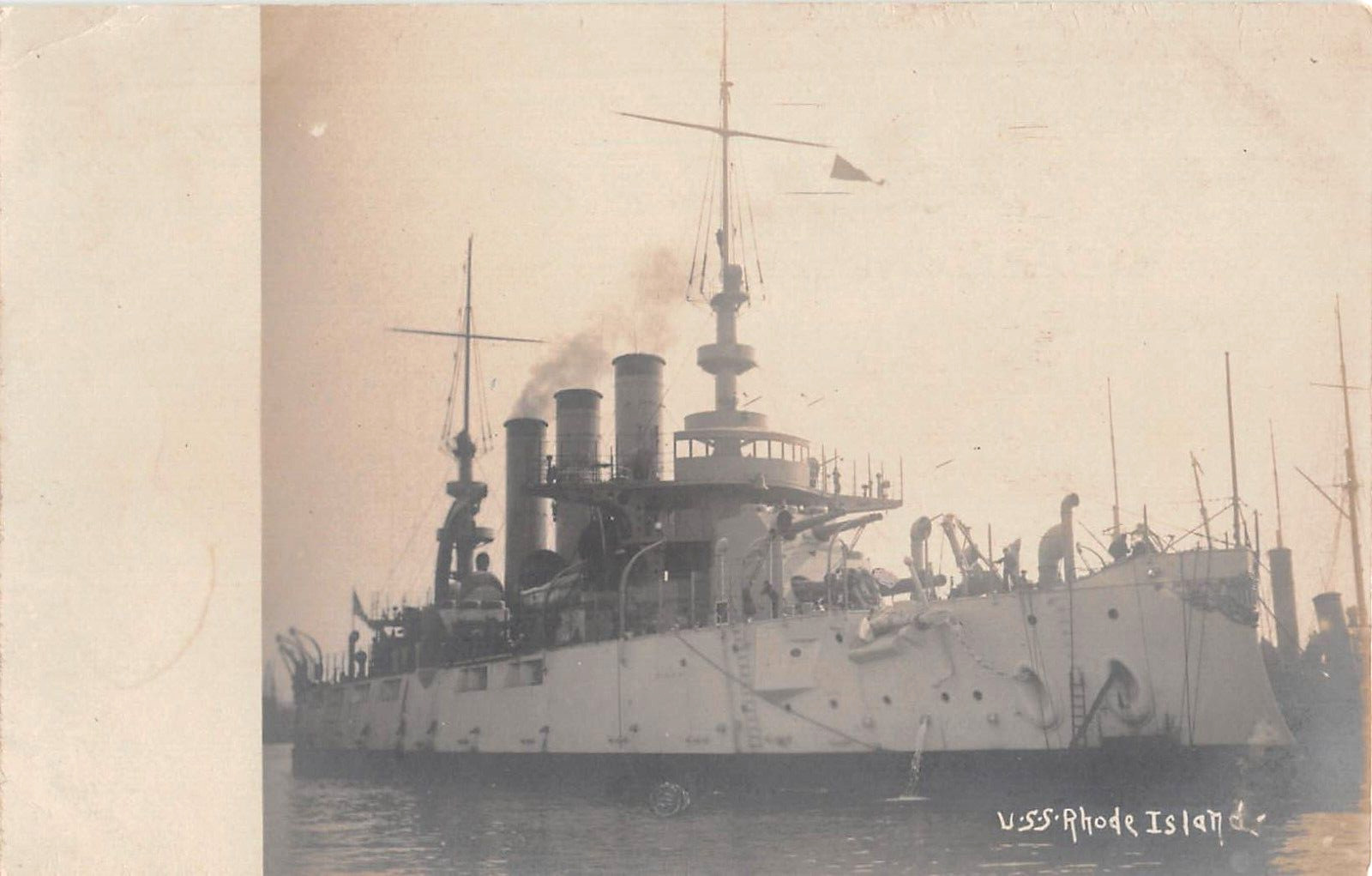 c.1906 RPPC USS Rhode Island Built at Quincy MA RI